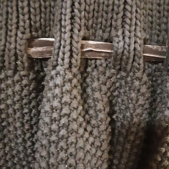 Lauren/ Ralph Lauren Dark Brown Knit Cardigan w/Velvet Tie Belt Petite Medium - Picture 4 of 7